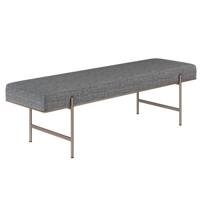 Sunpan Davian Polyester Fabric Antique Brass Base Bench