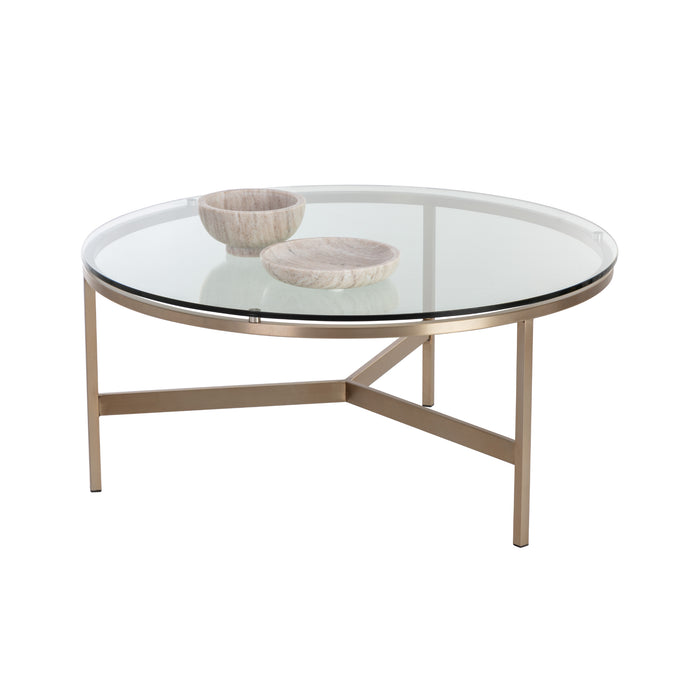 Sunpan Flato Round Clear Tempered Glass Coffee Table 