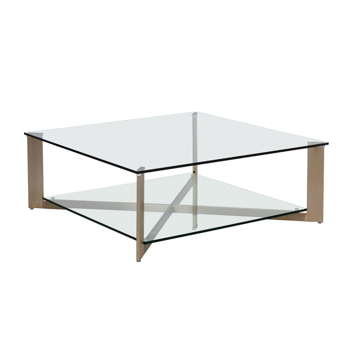 Sunpan Xavier Square Clear Tempered Glass Top Coffee Table