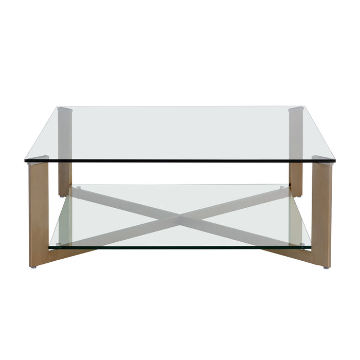 Sunpan Xavier Square Clear Tempered Glass Top Coffee Table