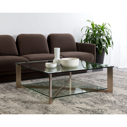 Sunpan Xavier Square Clear Tempered Glass Top Coffee Table