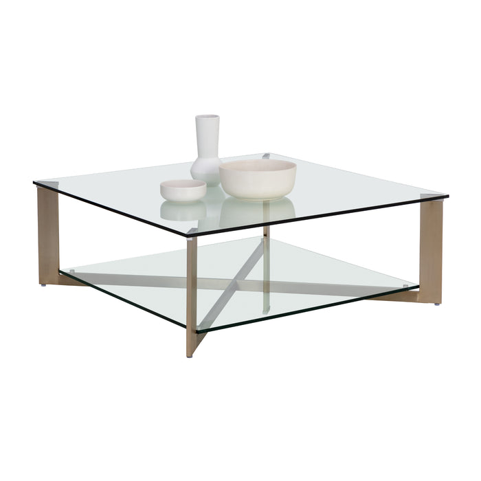 Sunpan Xavier Square Clear Tempered Glass Top Coffee Table