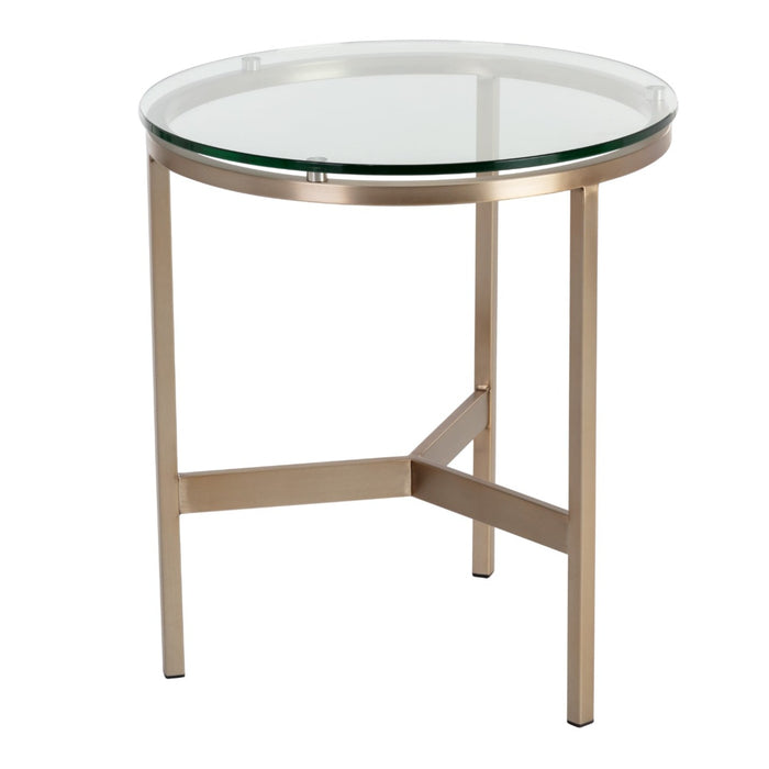 Sunpan Flato Round Clear Tempered Glass Top End Table 