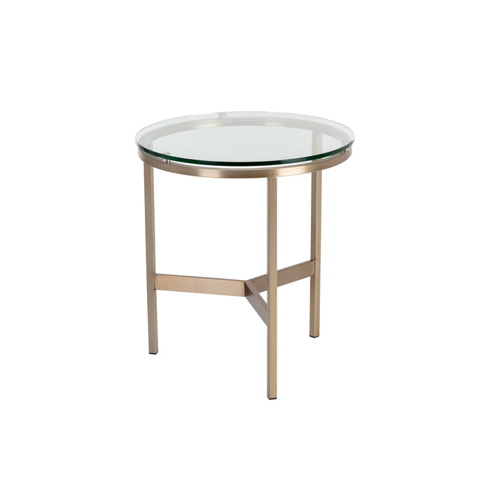 Sunpan Flato Round Clear Tempered Glass Top End Table 