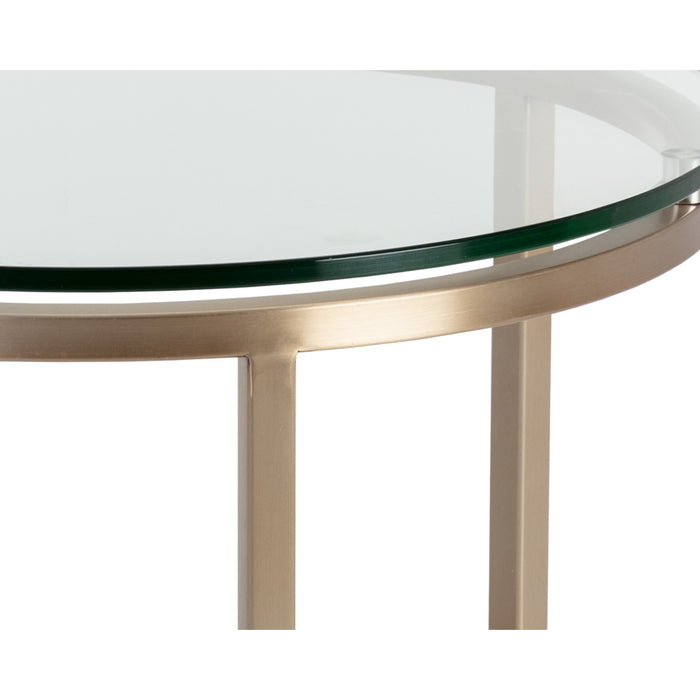 Sunpan Flato Round Clear Tempered Glass Top End Table 