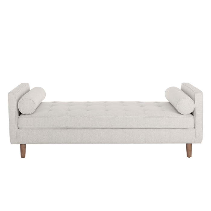 Sunpan Donnie Mina Ivory Polyester Fabric Bench 