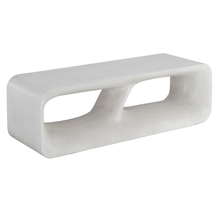 Sunpan Kurver Indoor and Outdoor White Concrete Bench