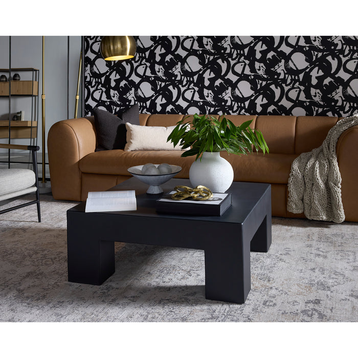 Sunpan Renley Indoor and Outdoor Black Square Concrete Coffee Table