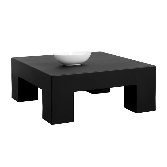 Sunpan Renley Indoor and Outdoor Black Square Concrete Coffee Table