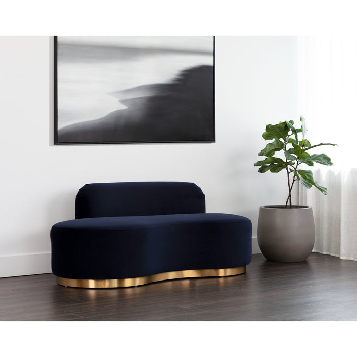 Sunpan Cassey Polyester Fabric Stainless Steel Gold Base Bench