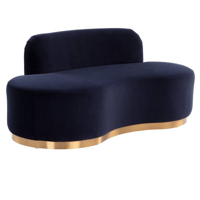 Sunpan Cassey Polyester Fabric Stainless Steel Gold Base Bench