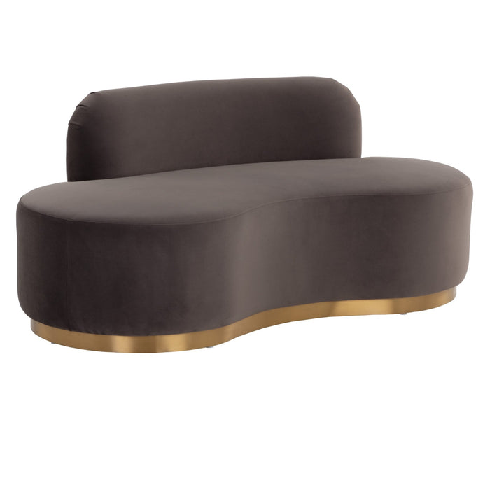 Sunpan Cassey Polyester Fabric Stainless Steel Gold Base Bench