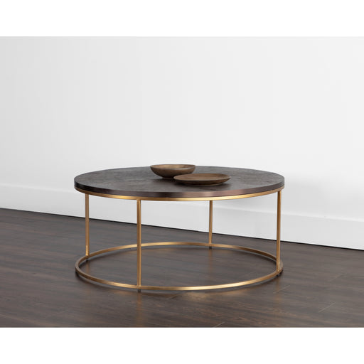 Sunpan Enya Round Aluminum Gold Coffee Table 