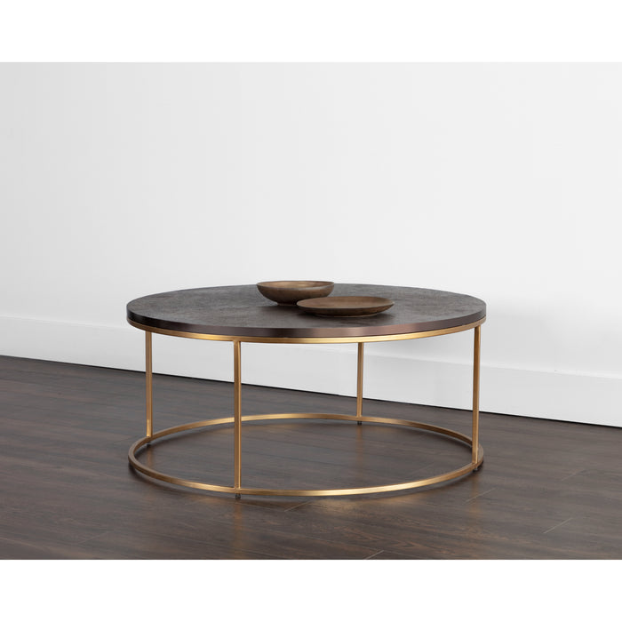 Sunpan Enya Round Aluminum Gold Coffee Table 