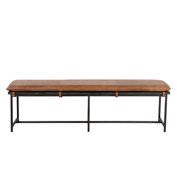 Sunpan Zancor Brown Bovine Leather Bench 