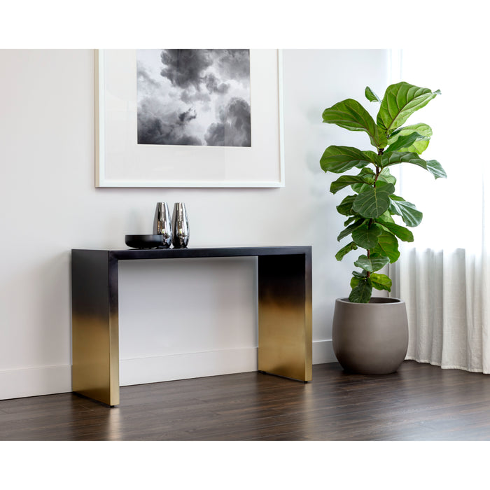 Sunpan Monaro Black Gold Ombre Stainless Steel Console Table 