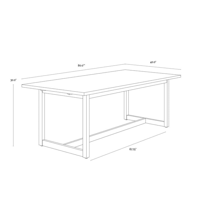 Sunpan Geneve Extension Rectangle Wood Dining Table