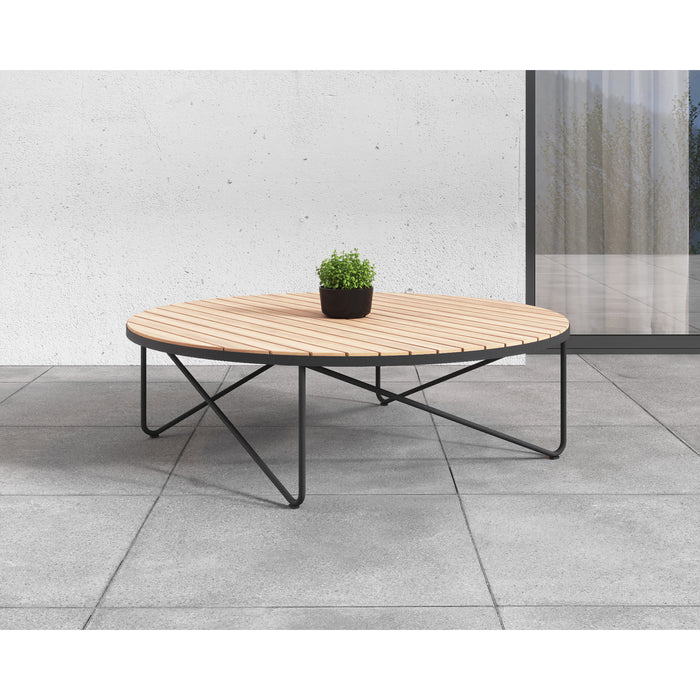 Sunpan Rimini Round Outdoor Wood Coffee Table