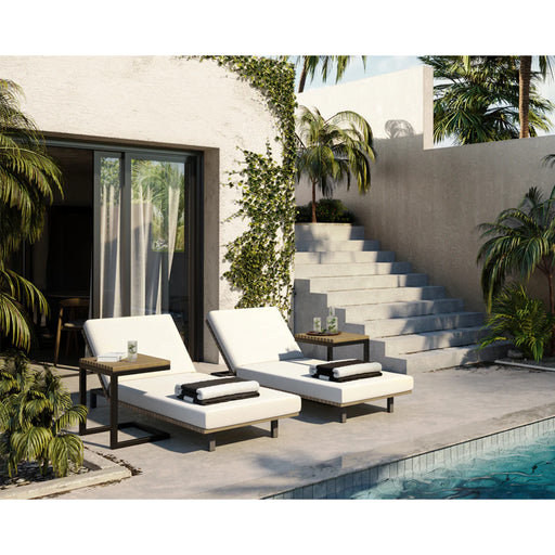 Sunpan Modern End Table and Geneve Lounger Outdoor Patio Set