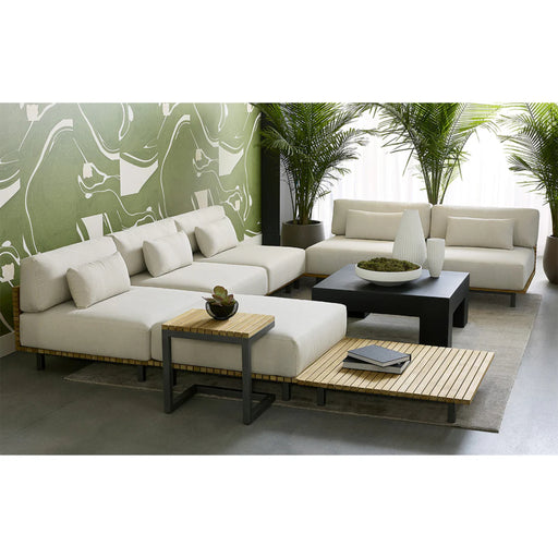 Sunpan Modern Modular Ottoman Chair and Coffee End Table Outdoor Patio Set