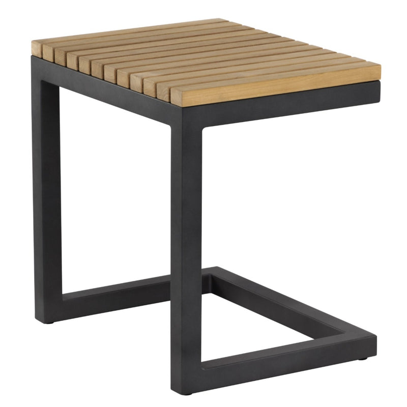 Sunpan Geneve Sustainable Solid Teak Wood Top C-shaped End Table 