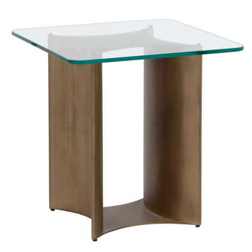 Sunpan Denver Square Clear Tempered Glass Top Side Table