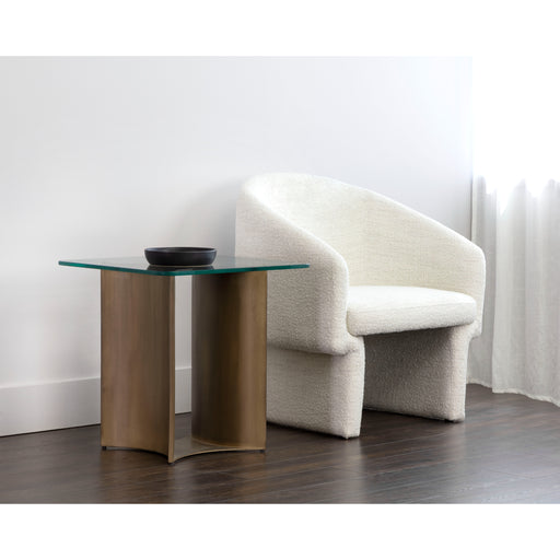 Sunpan Denver Square Clear Tempered Glass Top Side Table