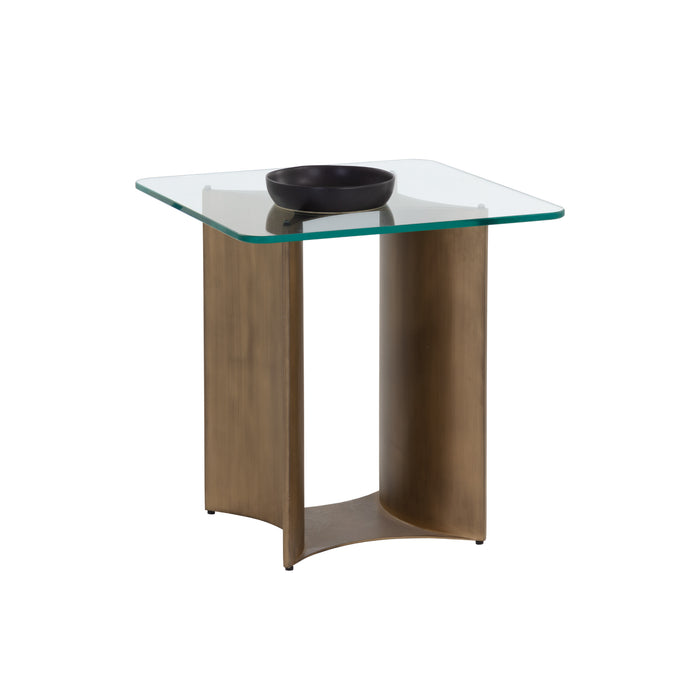 Sunpan Denver Square Clear Tempered Glass Top Side Table