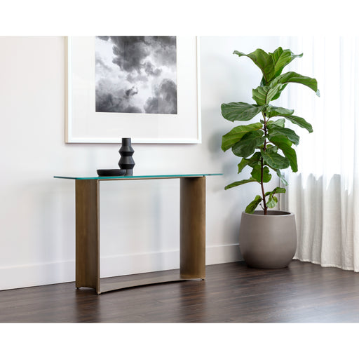 Sunpan Denver Clear Tempered Glass Top Console Table 