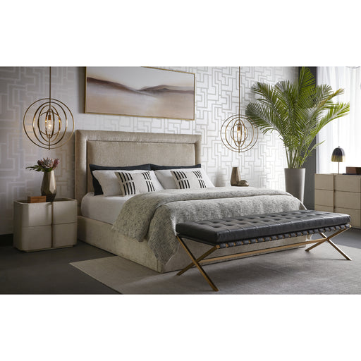 Sunpan Nylah King Size Bed Frame Bergen Taupe Fabric 109555