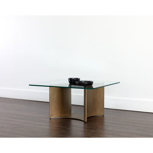 Sunpan Denver Square Clear Tempered Glass Coffee Table 