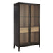 Sunpan Cecilia Tempered Glass Doors Acacia Veneer Display Cabinet 