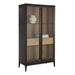 Sunpan Cecilia Tempered Glass Doors Acacia Veneer Display Cabinet 