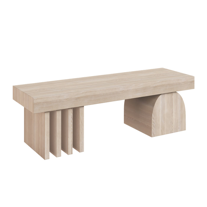 Sunpan Cadence Solid Oak Light Wash Wood Bench 