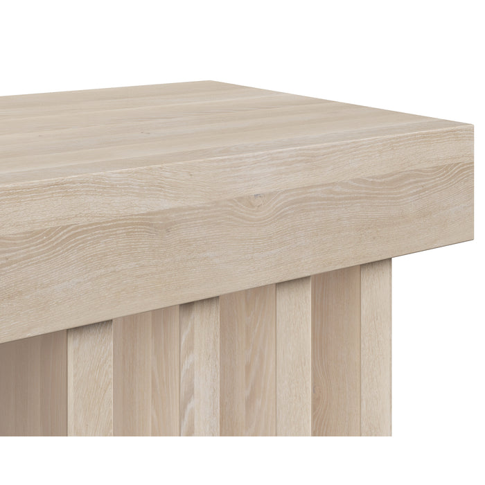 Sunpan Cadence Solid Oak Light Wash Wood Bench 