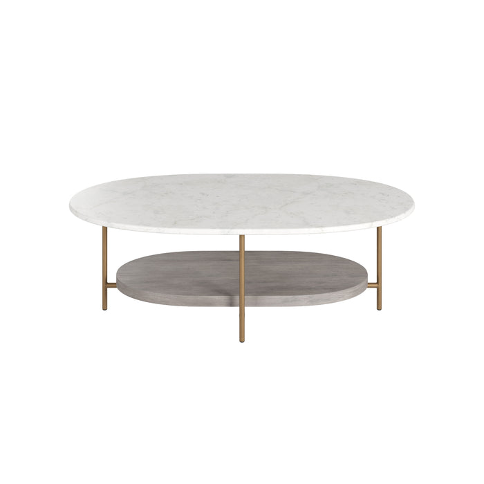 Sunpan Deja Oval White Banswara Marble Coffee Table 