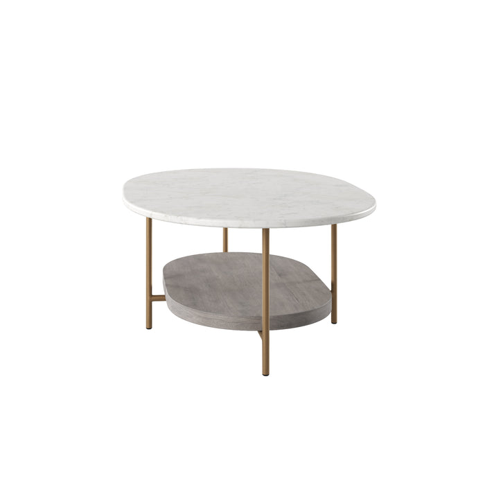 Sunpan Deja Oval White Banswara Marble Coffee Table 