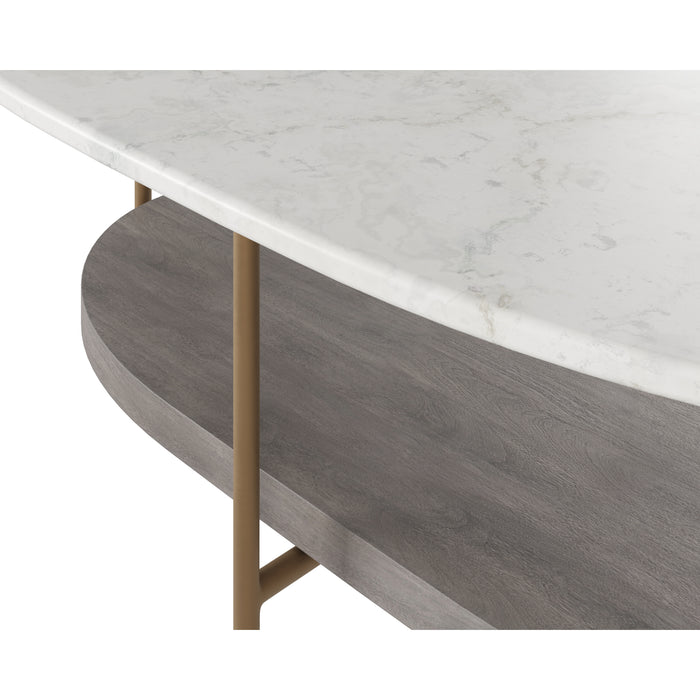 Sunpan Deja Oval White Banswara Marble Coffee Table 