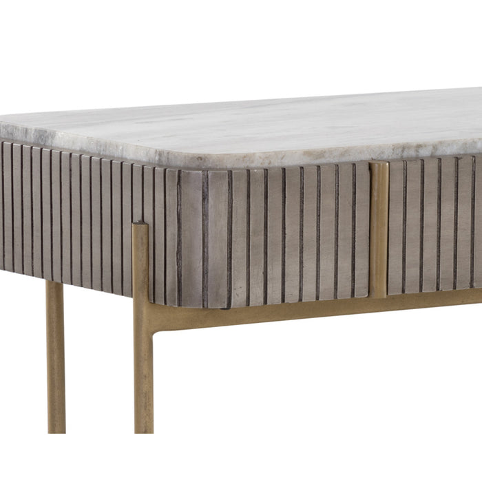 Sunpan Mauro Grey Marble Wood Top Console Table 