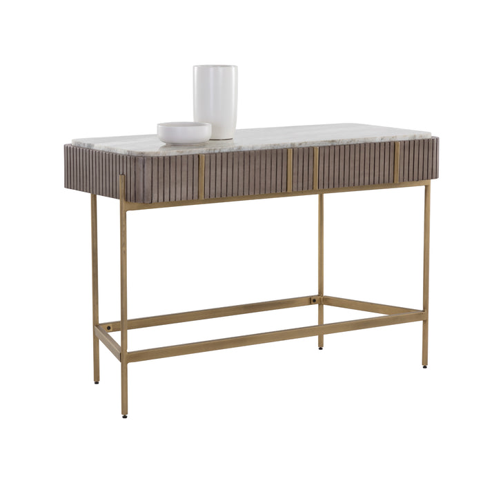 Sunpan Mauro Grey Marble Wood Top Console Table 