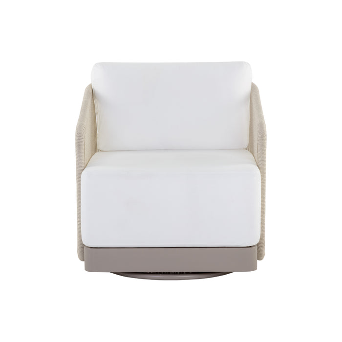 Sunpan Allariz White Modern Swivel Armchair 