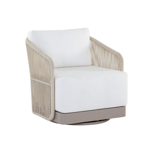 Sunpan Allariz White Modern Swivel Armchair 