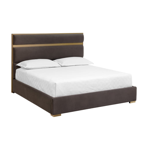 Sunpan Luxury Upholstered Reign King Size Bed Frame in Meg Ash 