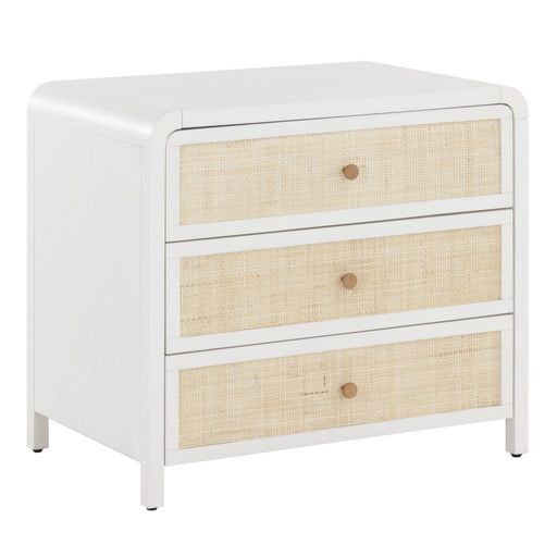 Sunpan Tierra White Solid Oak Wood Nightstand 