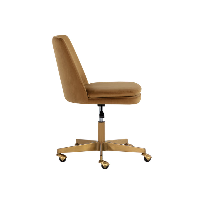 Sunpan Berget Brown Fabric Swivel Office Chair