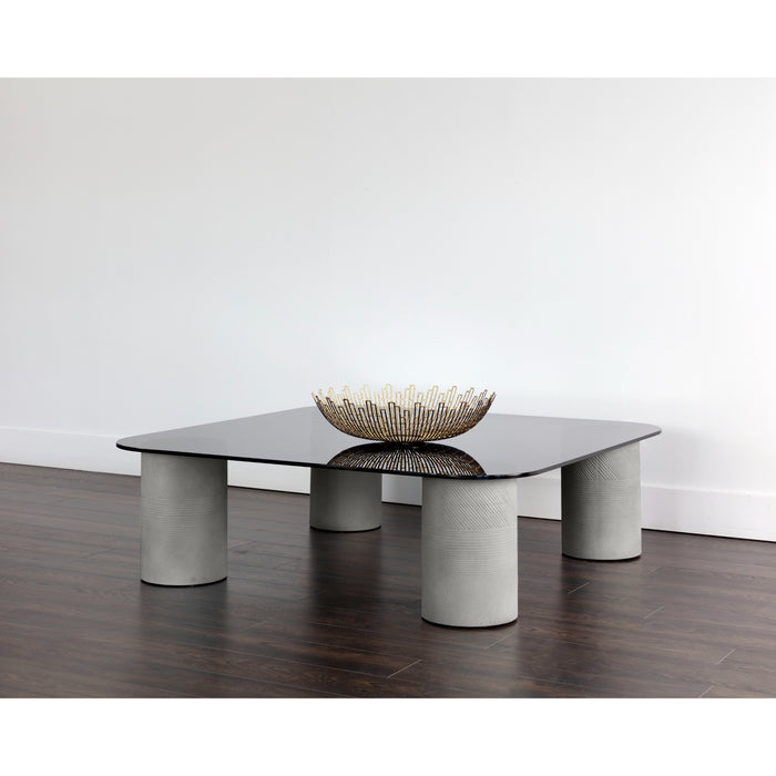 Sunpan Maude Square Smoked Black Glass Top Coffee Table 