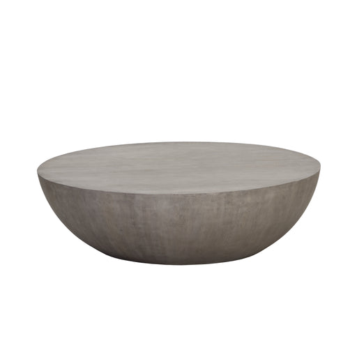 Sunpan Kinsley Handcrafted Large Round Grey Wood Coffee Table 