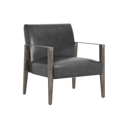 Sunpan Earl Black Leather Modern Lounge Chair
