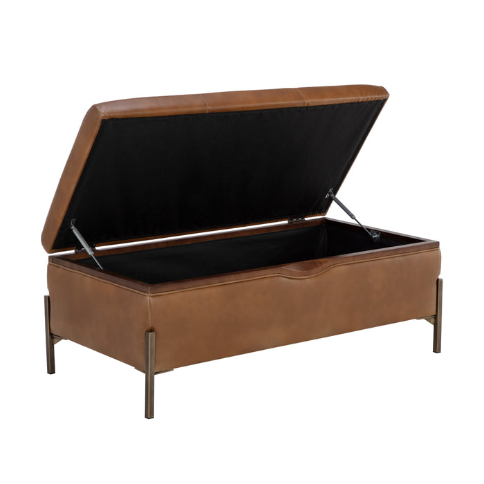 Sunpan Kael Tobacco Tan Faux Leather Storage Bench 