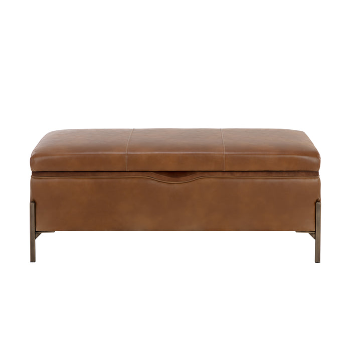 Sunpan Kael Tobacco Tan Faux Leather Storage Bench 